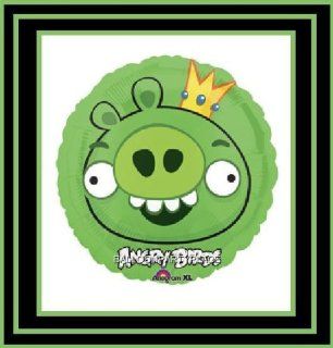 KING PIG ANGRY BIRDS BALLOON birthday party supplies decorations GREEN mylar boy 