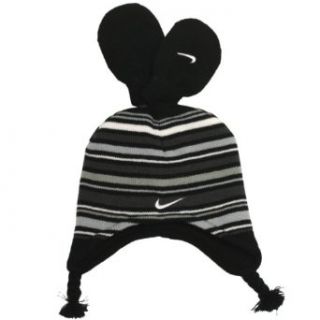 Nike Boys Size 12 24 Months Black Knit Striped Peruvian Hat/Mittens Set Clothing