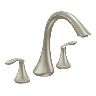 Moen T943BN Eva Two Handle High Arc Roman Tub Faucet without Valve, Brushed Nickel   Bathtub Faucets  