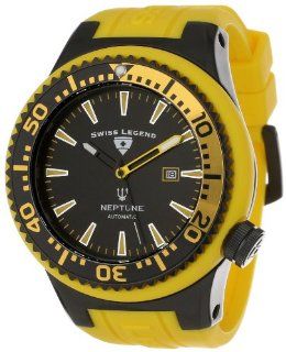 Swiss Legend Men's 11818A BB 01 YBL W Neptune Automatic Black Dial Yellow Silicone Watch Watches