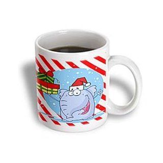 3dRose Goofy Elephant Christmas with Candy Cane Background Ceramic Mug, 15 Ounce Kitchen & Dining