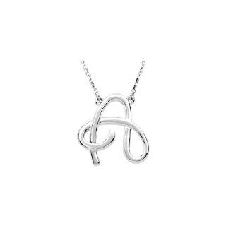 Gold Fashion Script Initial Necklace with Initial 'A' in 14k White Gold ( 16 Inch ) Pendant Necklaces Jewelry