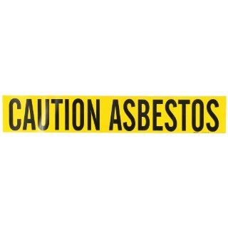 Brady 97542 Asbestos Warning Pipe Markers, B 946, 4" Height X 24" Width, Black On Yellow Pressure Sensitive Vinyl, Legend "Caution Asbestos" Industrial Pipe Markers