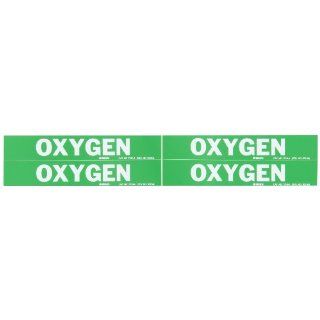 Brady 7210 4 Legend "Oxygen", 1 1/8 Height, 7" Width, 3/4"   2 3/8" Outside Pipe Diameter, B 946 High Performance Vinyl, White On Green Color Self Sticking Vinyl Pipe Marker Industrial Pipe Markers