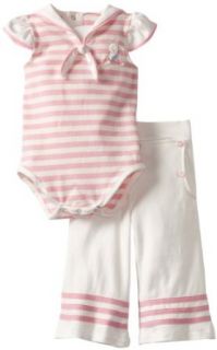 Bunnies By The Bay Baby girls Newborn Fair Seas Sailor Set, Pink/White, 6 12 Months Infant And Toddler Pants Clothing Sets Clothing