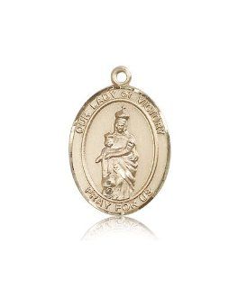Free Engraving Included Medal 14k Gold O/L Our Lady of Victory Medal 1" Oval 7306KT w/o Chain w/Box Jewelry