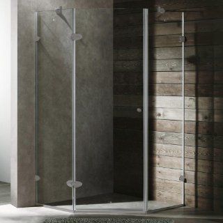 Vigo VG6061BNCL38 38" x 38" Frameless Neo Angle Shower Enclosure with 3/8" Glass, Clear / Brushed Nickel   Shower Bases  
