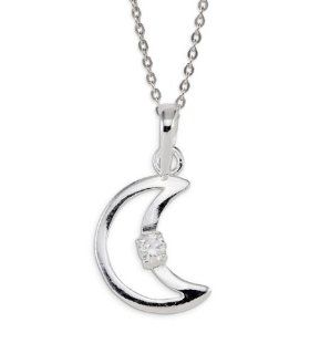 .925 Sterling Silver Cubic Zirconia Crescent Moon Charm Jewelry