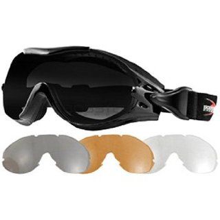 Bobster Phoenix OTG Interchangeable Motorcycle Harley Sunglasses/Goggles   Black/Anti Fog Smoked, Amber, Clear / One Size Fits All Automotive