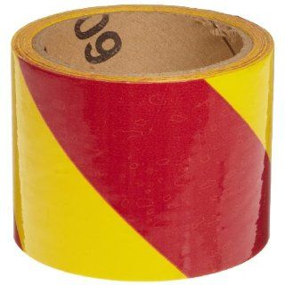 Brady 55314 54' Length, 2" Width, B 950 Vinyl, Magenta And Yellow Color Warning Stripe And Check Tape, Legend (Magenta And Yellow Diagonal Stripes) Adhesive Tapes