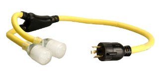 Coleman Cable 01914 3 Feet 10/3 Generator Power Cord Adapter, L5 30P to (2) L5 20R   Rv Receptacles  