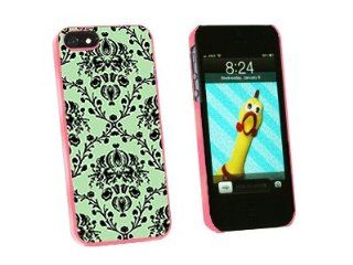 Graphics and More Damask Elegant Mint Green Black Snap On Hard Protective Case for iPhone 5/5s   Non Retail Packaging   Pink Cell Phones & Accessories