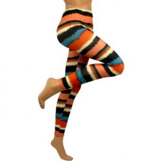 Modern Art Multi Color Leggings Stretch Tights Orange Leggings Pants