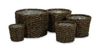 Saville Woven Planters with Zinc Insert   Set of 5  Patio, Lawn & Garden
