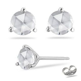 1/3 (0.30 0.35) Cts SI2 quality Round Rose Cut Diamond Stud Earrings in Platinum Jewelry