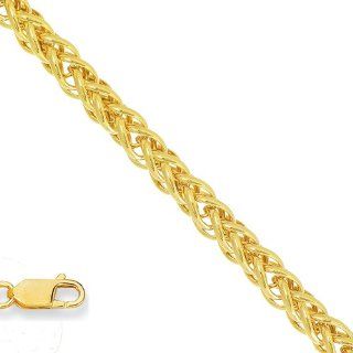 14k Real Yellow Gold 2.4 mm (3/32 Inch) Wheat Chain Necklace 20" w/ Lobster Claw Clasp Jewelry