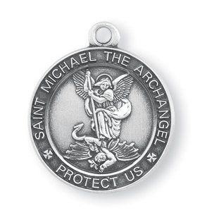 Saint Michael Medal 13/16 Inch Sterling Silver Protect Us Pendant Jewelry