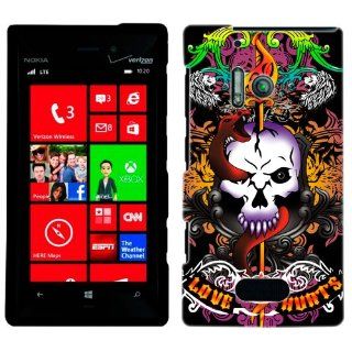 Nokia Lumia 928 Love Hurts Skull on Black Case Cell Phones & Accessories