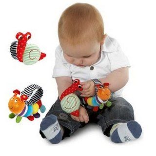 Plush Garden Bug Wrist Rattle Baby Toys, One Inchworm/ Snail  Baby Toys  Baby