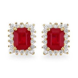 3.86 ctw Ruby & Diamond Earrings set in 14k solid gold Passion Gems Jewelry