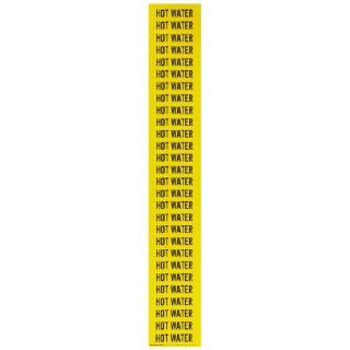 Brady 91937 Semiconductor & Chemical Pipe Markers, B 946, 1/2" Height X 2 1/4"W, Yellow On Black Pressure Sensitive Vinyl, Legend "Hot Water" Industrial Pipe Markers
