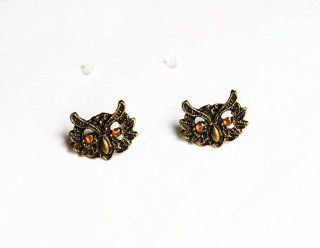 CosmoCow JC043 Owl Earrings, Bronze Stud Earrings, Faux Gems Embellished Earrings Toys & Games