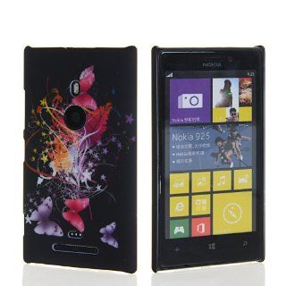 CASEPRADISE Floral Butterfly Serise Hard Cover Rubberized Rubber Coating Back Case For Nokia Lumia 925 02 Cell Phones & Accessories