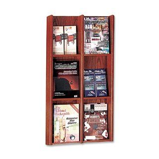 Buddy Products Oak and Acrylic 6 Pocket Literature or 12 Pocket Brochure Organizer, 3 x 36 x 20.75 Inches, Mahogany Finish (0642 16) 