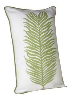 Zodax Palm Frond 12 by 20 Inch Throw Pillow, Green/White  
