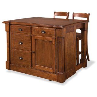Home Styles 5520 949 Aspen Kitchen Island with 2 Bar Stool, Rustic Cherry Finish Home & Kitchen