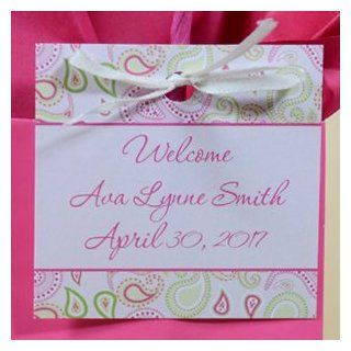 Pink Paisley Hang Tag Favors Personalized  All Purpose Labels 