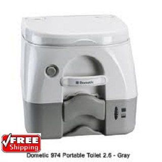 Dometic Portable Toilet 974   2.6 Gal. W/Hold Downs & MSD Fittings Gray Automotive