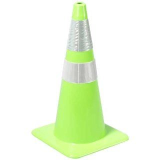 Cortina 03 500 68 PVC Traffic Cone with 6" Upper/ 4" Lower Reflective Collars, 28" Height, Fluorescent Green Science Lab Safety Cones