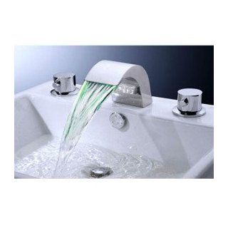 LED Waterfall Contemporary Widespread Bathroom Sink Faucet (Chrome Finish)   Touch On Bathroom Sink Faucets  