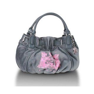 Juicy Couture Scottie Velour with Rhinestone Crest Freestyle Bag (Grey) Clothing