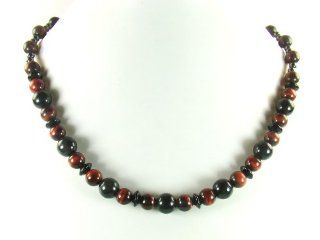 NA0686 Red Tiger's Eye Hematite Onyx Base Findings Necklace Jewelry