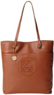 Tommy Hilfiger Logo Pebble Patch Tote,Cognac,One Size Clothing