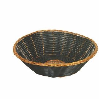 Round Woven Baskets, 8 x 2 1/2 Inch, Black/Gold, Plastic, Case of 12 Each Health & Personal Care