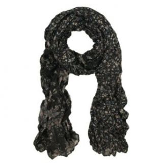 Unique Two Sided Flower and Cherry Print Scarf, Black Fashion Scarves