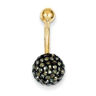 10k W/hematite Crystal Ball Belly Dangle, Best Quality Free Gift Box Satisfaction Guaranteed Jewelry