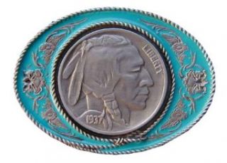 Western Style Indian Head Nickel Colored Novelty Belt Buckle Clothing