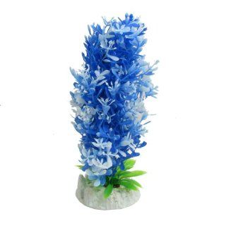 Blue White Plastic Aquatic Water Plants Ornament 7.7" Height for Fish Tank  Aquarium Decor Plastic Plants 