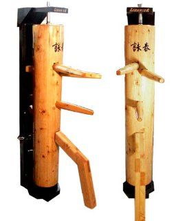 Wing Chun Dummy with Recoil Reaction Stand  Martial Arts Equipment  Sports & Outdoors