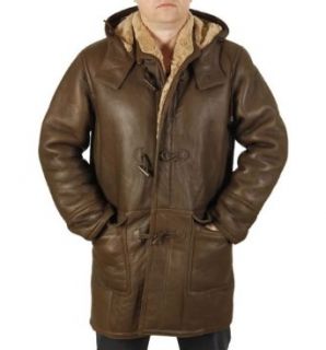 Simons Leather Men's Aviator Sheepskin Duffle Coat at  Mens Clothing store