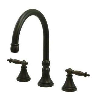 Kingston Brass KS2795TL Tuscany 8 Inch Widespread Kitchen Faucet with Plastic Sprayer, Oil Rubbed Bronze   Touch On Kitchen Sink Faucets  