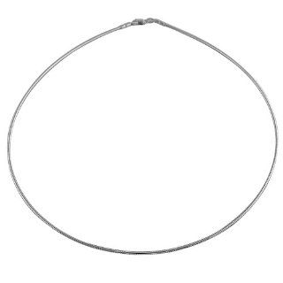 14 Karat White Gold Round Omega Necklace (1.5mm, 16 inch) Jewelry