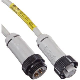 Brad DND11A M010 DeviceNet Mini Change Double Ended Cordset, Female Straight to Male Straight, 5 Pole, Thin Cable Type, PVC Cable Jacket, 22/22AWG Wire Size, 4.0A Max Current Rating, 300V AC/DC Max Voltage, 7.24mm Cable Diameter, 1.0m Cable Length Etherne