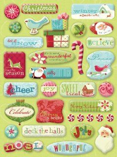 K&Company Brenda Walton Clearly Yours Stickers, Peppermint Twist Words and Icons
