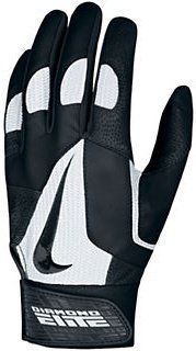 Nike GB0335 Diamond Elite Pro II Batting Gloves   Black/White  Baseball Batting Gloves  Sports & Outdoors