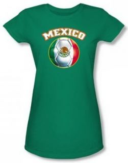 Mexico Juniors Kelly Green Sheer Cap Sleeve T Shirt GSA959 JS Fashion T Shirts Clothing